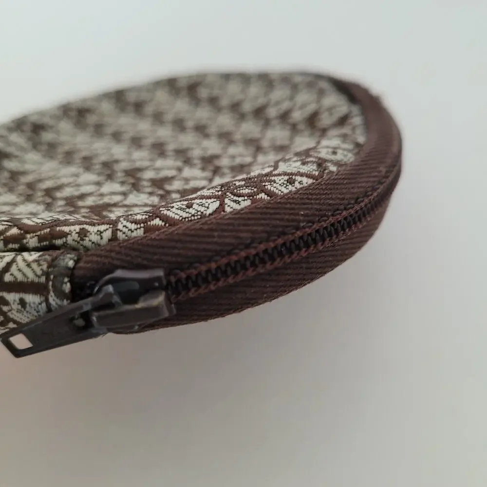 Auth Christian Dior Monogram Mini Zip Brown Small Coin Wallet‎ Compact Retro 90s